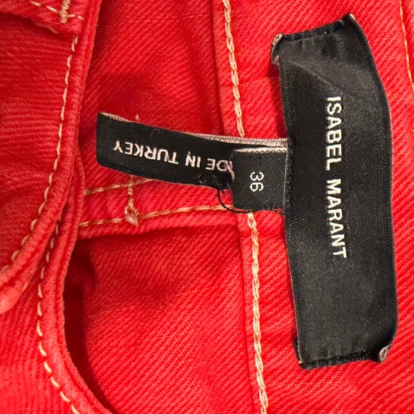 Isabel Marant Low-rise Slim fit Red Tie dye Jeans Sz 4 - Picture 8 of 9